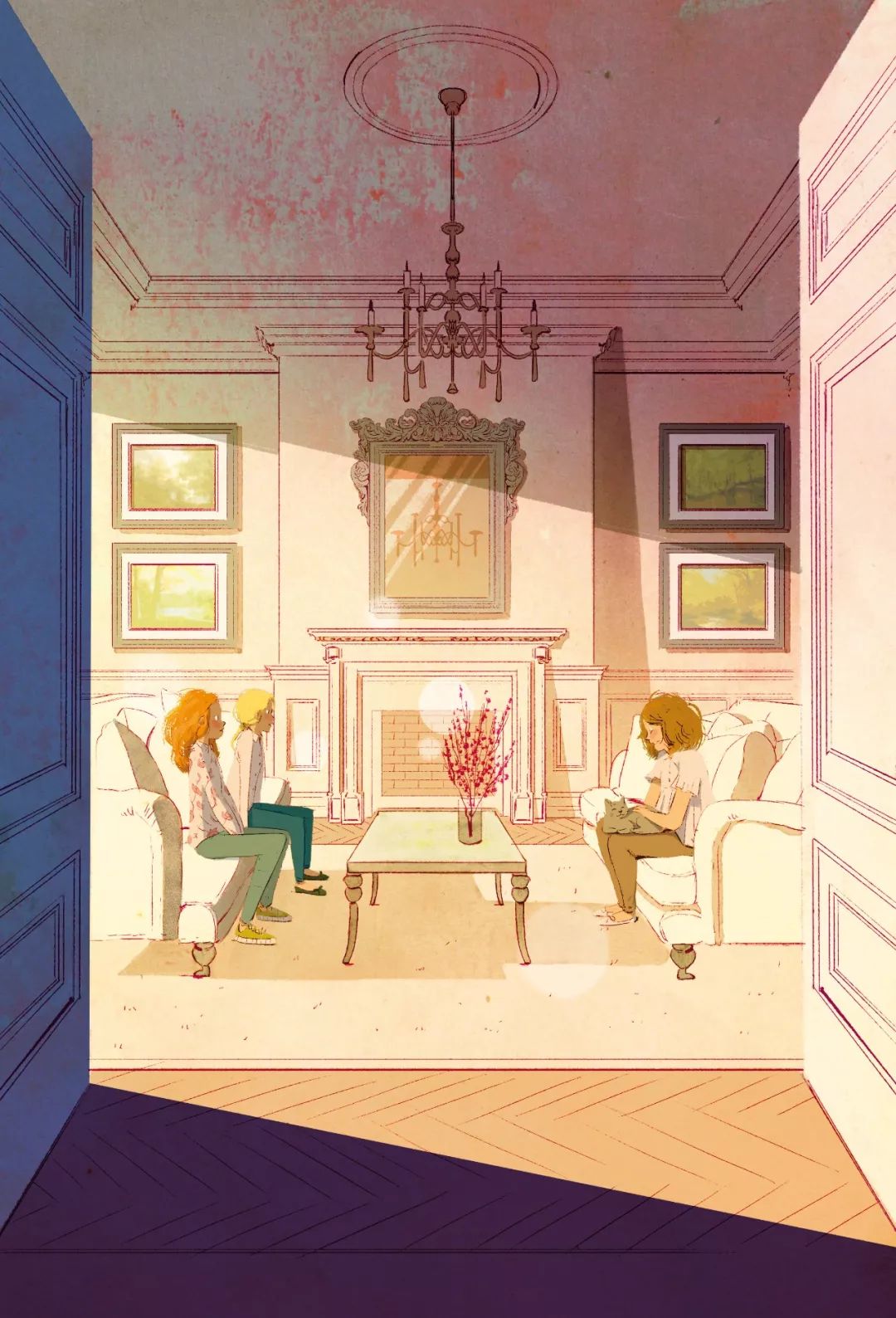 最新插画风格的温馨日常——友情与家的色彩交响