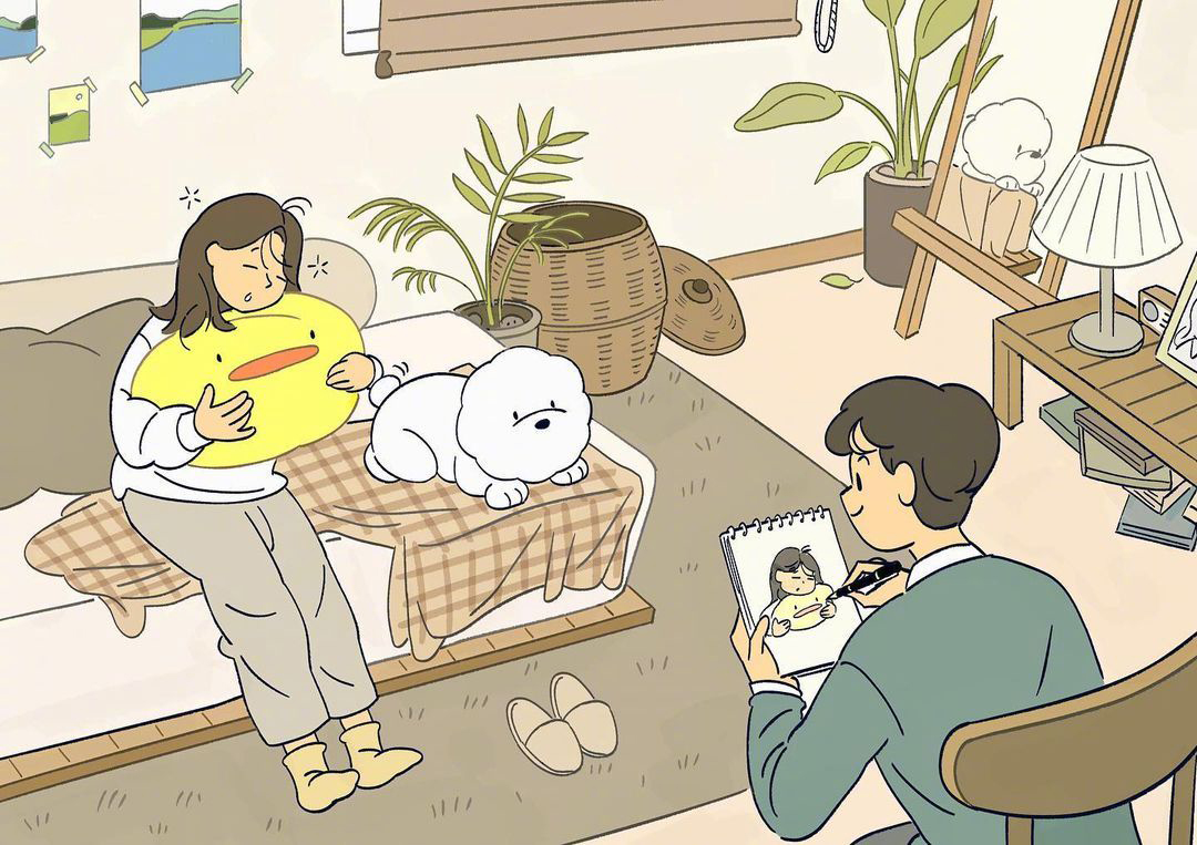 最新插画风格的温馨日常——友情与家的色彩交响